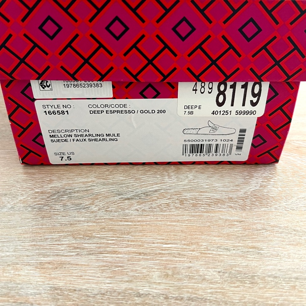 Tory Burch Mellow Suede Shearling Mules - Picture 11 of 12